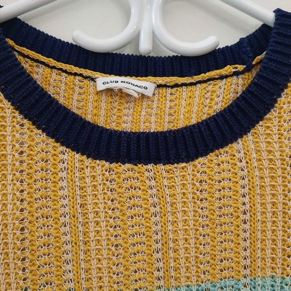 Club Monaco Color block Striped Knit Sweater Rainbow 90s - Picture 3 of 9